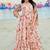 Peach heavy digital printed rayon gown style
