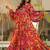 Megenta heavy digital printed heavy airtex chinon gown style