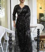 Black embroidered net saree