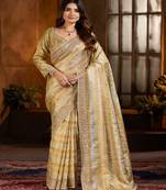 Gold embroidered banarasi silk saree
