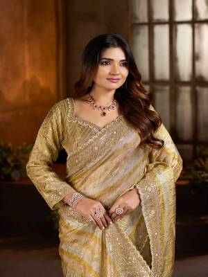 Gold embroidered banarasi silk saree 3