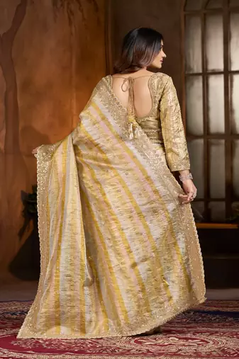 Gold embroidered banarasi silk saree