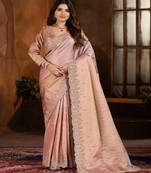 Pink embroidered tissue saree
