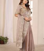 Chiku embroidered georgette saree