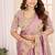 Pink embroidered georgette saree