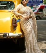Chiku embroidered organza saree