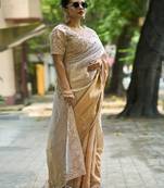 Pink embroidered banarasi saree