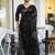 Black embroidered net saree