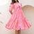 Rose pink digital print full round flair kota checks kurti