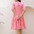 Rose pink digital print full round flair kota checks kurti