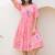 Rose pink digital print full round flair kota checks kurti