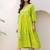 Lemon green digital print full round flair kota checks kurti