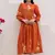 Rust orange digital print full round flair kota checks kurti