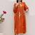 Rust orange digital print full round flair kota checks kurti
