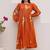 Rust orange digital print full round flair kota checks kurti