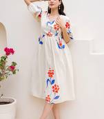 Off white digital print full round flair kota checks kurti