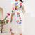 Off white digital print full round flair kota checks kurti