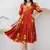 Rust orange digital print full round flair kota checks kurti