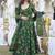 Drak green heavy digital printed maslin anarkali style