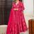 Pink heavy digital printed maslin anarkali style