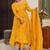 Yellow heavy digital printed maslin anarkali style
