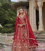 Red Premium Silk Bridal Lehenga with Hand Embroidery & Zarkan Work for wedding