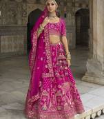 pink Premium Silk Bridal Lehenga with Hand Embroidery & Zarkan Work for wedding