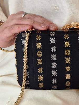Black silk embroidered clutch 4