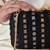 Black silk embroidered clutch