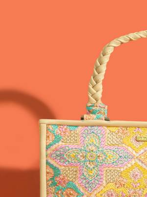 Multicolor silk floral embroidered tote bag 3
