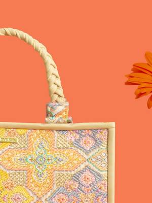 Multicolor silk floral embroidered tote bag 4