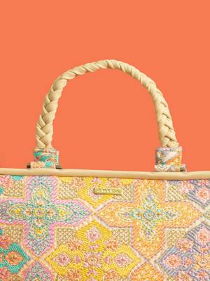 Multicolor silk floral embroidered tote bag 5