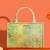 Mint silk embroidered tote bag