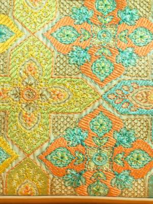 Mint silk embroidered tote bag 5