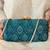 Blue wool floral embroidered clutch