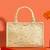 Beige silk floral embroidered tote bag