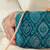 Blue wool floral embroidered clutch