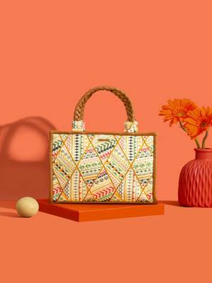 Multicolor silk embroidered tote bag 1