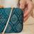 Blue wool floral embroidered clutch