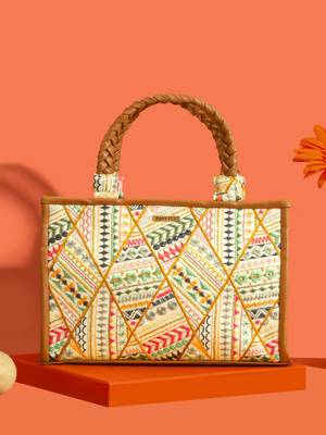 Multicolor silk embroidered tote bag 2