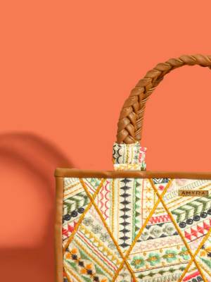 Multicolor silk embroidered tote bag 3