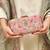 Pink wool floral embroidered clutch