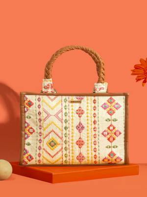 Multicolor silk embroidered tote bag 2