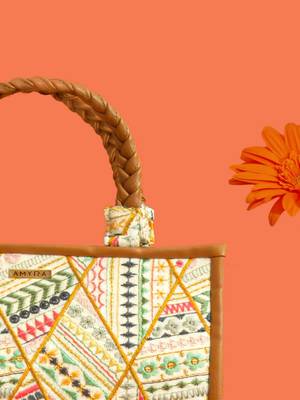 Multicolor silk embroidered tote bag 4