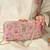 Pink wool floral embroidered clutch