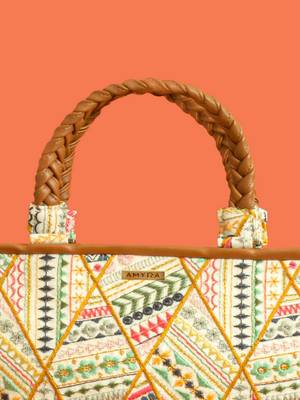 Multicolor silk embroidered tote bag 5