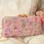 Pink wool floral embroidered clutch