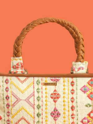 Multicolor silk embroidered tote bag 5