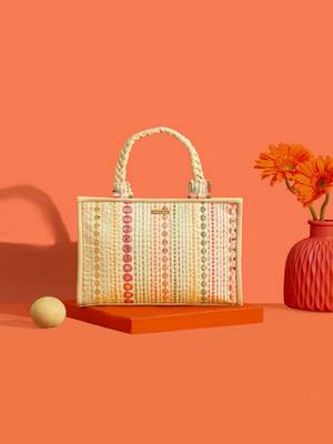 Multicolor silk embroidered tote bag 1