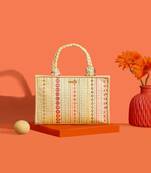 Multicolor silk embroidered tote bag